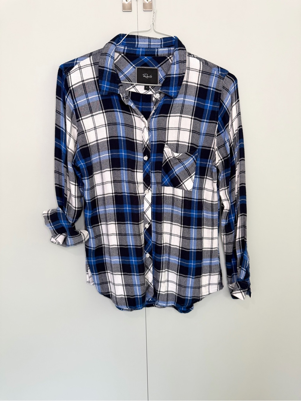 RAILS Women’s Single Pocket Plaid Buttondown Shirt in Blue Black White